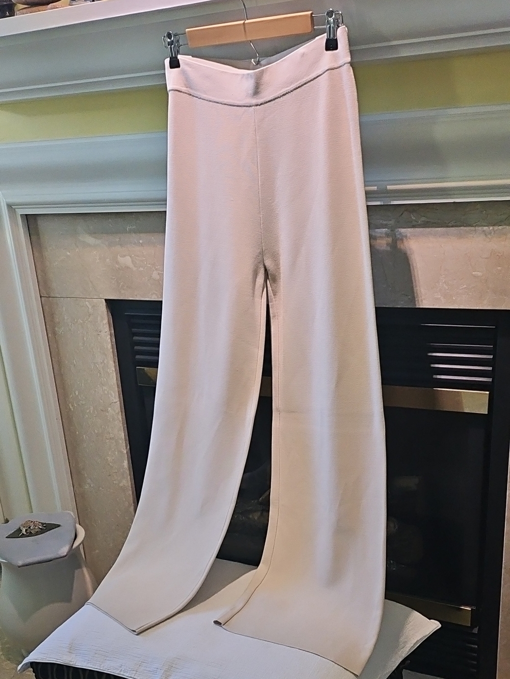 Massimo Dutti Wide Leg Cream Rayon/Nylon Pants From Spain Size Med